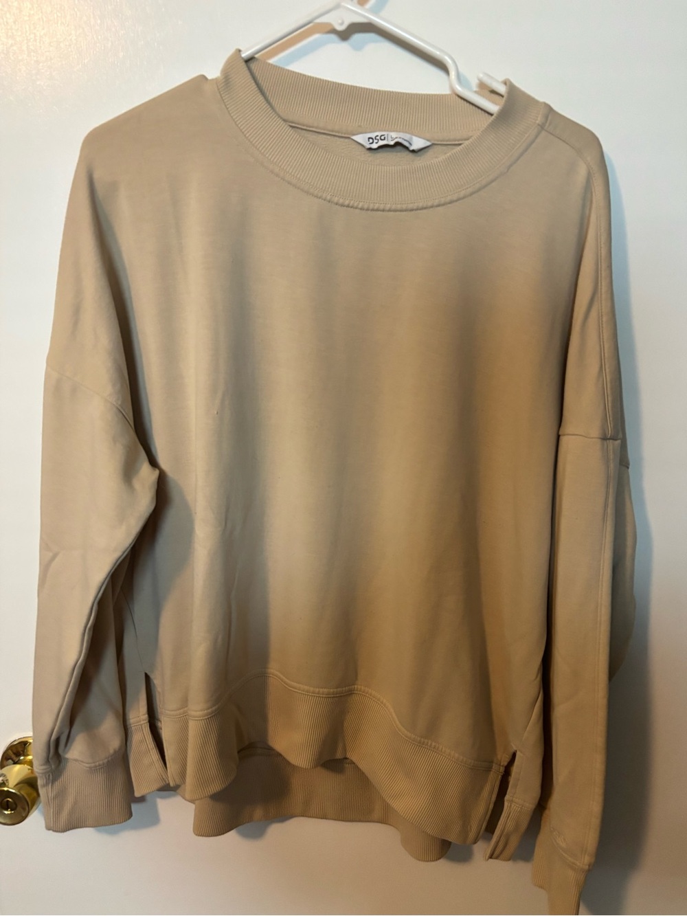 DSG Lived In Loungewear Beige Crewneck Sweatshirt Casual Pullover Large